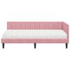 vidaXL Hoekbedframe met matras met hoofdeinde Roze 90 x 200 cm Fluweel
