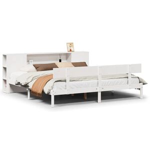 vidaXL Bed met boekenkast zonder matras grenenhout wit 200x200 cm