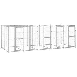 vidaXL Hondenkennel 12,1 m&sup2; gegalvaniseerd staal