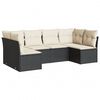 vidaXL 6-delige Loungeset met kussens poly rattan zwart
