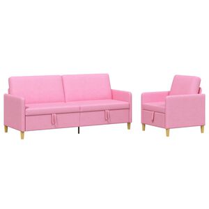 vidaXL Bankenset met opbergruimte 2 st Roze Polyester