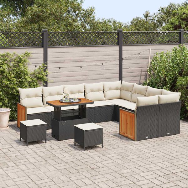 vidaXL Tuin Sofa Set 12 pcs Zwart en Cr&egrave;me poly rattan