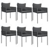 vidaXL Tuinstoelen 6 st met kussens 54x61x83 cm poly rattan zwart