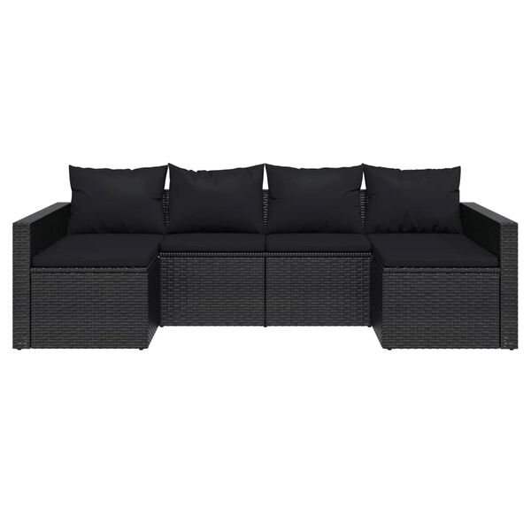 vidaXL 2-delige Loungeset met kussens poly rattan zwart