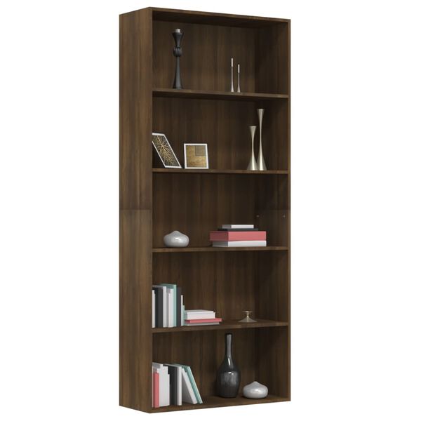 vidaXL Boekenkast 80x30x189 cm bewerkt hout bruin eikenkleur