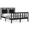 vidaXL Bedframe met hoofdbord massief hout zwart