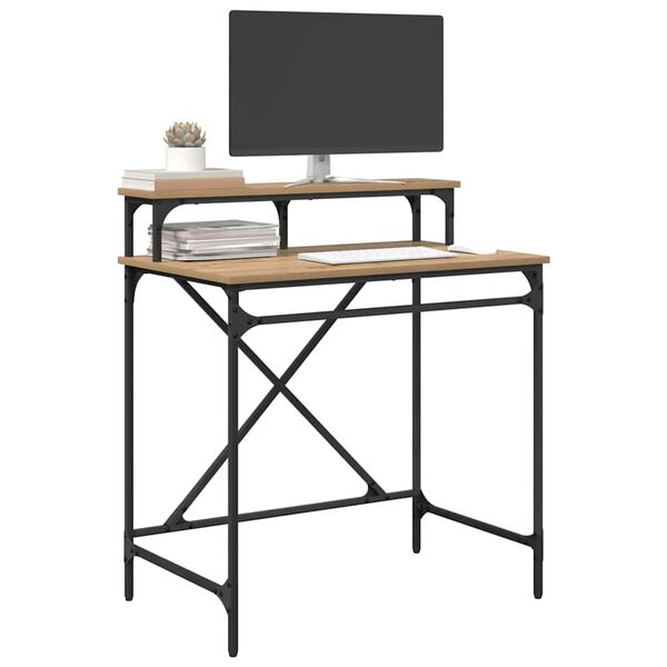 vidaXL Bureau Artisan Eiken 80 x 50 x 90 cm Bewerkt hout