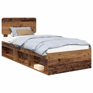 vidaXL Bedframe met hoofdeinde Oudhout 90 x 190 cm Massief grenenhout