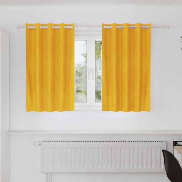 vidaXL Verduisterende gordijnen 2 pcs Mosterdgeel 140 x 140 cm Fluweel