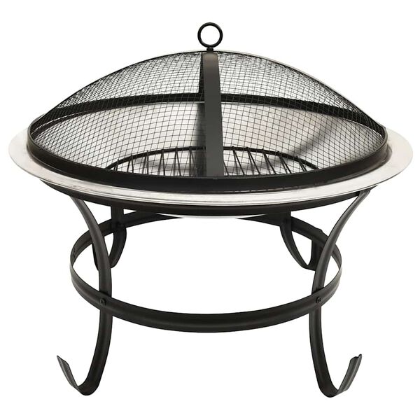 vidaXL Vuurplaats en barbecue 2-in-1 met pook 56x56x49 cm rvs