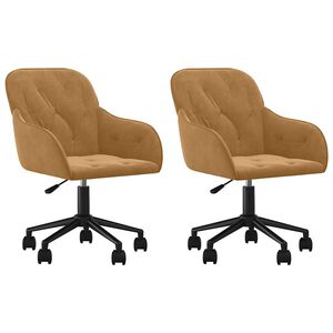 vidaXL Eetkamerstoelen draaibaar 2 st fluweel bruin