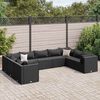 vidaXL 9-delige Loungeset met kussens poly rattan zwart