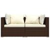 vidaXL 3-delige Loungeset met kussens poly rattan bruin