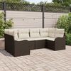 vidaXL Tuin Sofa Set met kussen 6 pcs Bruin en wit Poly riet