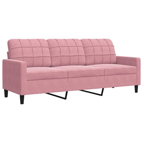 vidaXL 3-delige Loungeset met kussens en bolsters fluweel roze