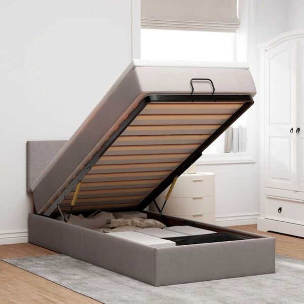 vidaXL Ottoman bed met matras en LED's 80x200cm stof taupe