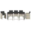vidaXL Tuin eettafelset met kussen 9 pcs Lichtgrijs poly rattan