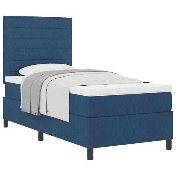 vidaXL Boxspringbed met matras met hoofdeinde Blauw 100 x 200 cm Stof