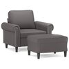vidaXL Fauteuil met voetenbank 60 cm kunstleer grijs