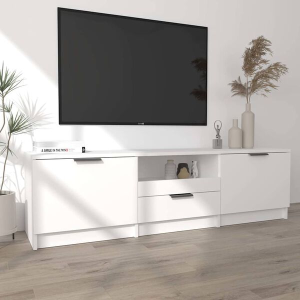 vidaXL Tv-meubel wit 140x35x40 cm bewerkt hout