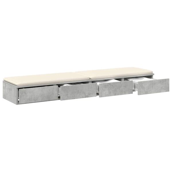vidaXL Bedlades met lade Beton Grijs 140 x 36,5 x 16,5 cm Bewerkt hout