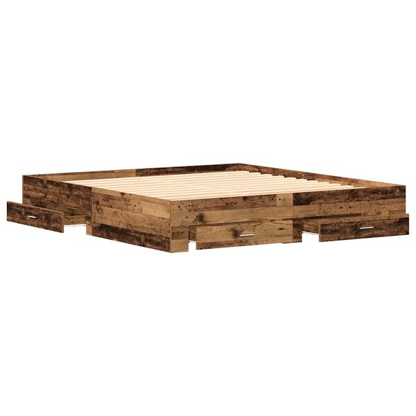 vidaXL Bedframe met lade met opslag Oud Hout 180 x 200 cm Bewerkt hout