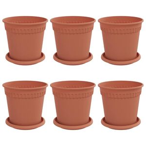 vidaXL Plantenpotten 6 pcs Baksteenrood &Oslash; 17 x 14 cm Kunststof