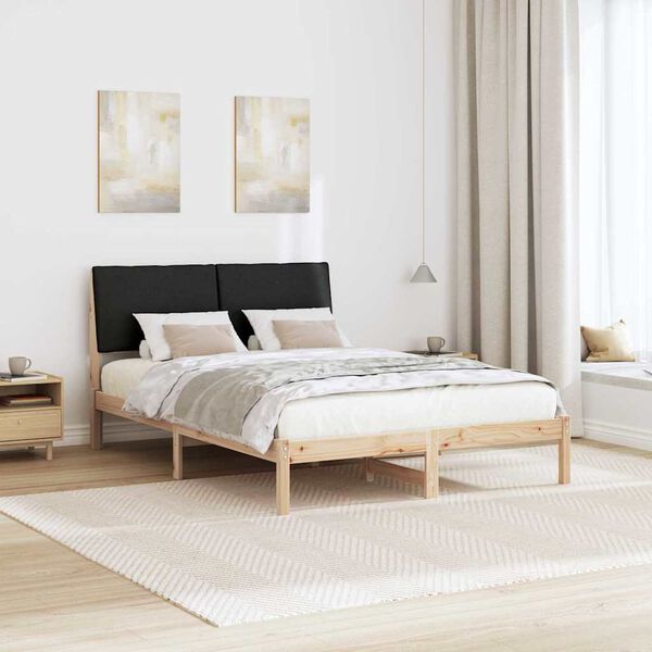 vidaXL Bedframe Bruin en zwart 140 x 200 cm Massief grenenhout
