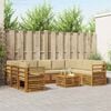 vidaXL Sofa-Sets 10 pcs Natuurlijk en Beige Massief Acaciahout