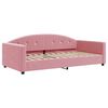 vidaXL Slaapbank onderschuifbed en matrassen 100x200 cm fluweel roze