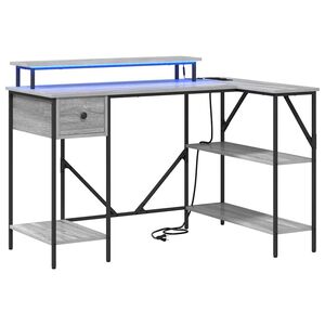 vidaXL Bureau met lade Grijs Sonoma 120 x 79 x 86,5 cm Bewerkt hout