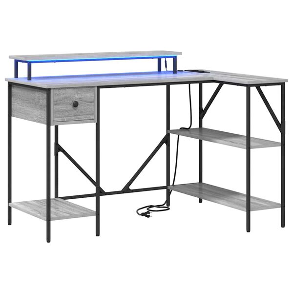 vidaXL Bureau met lade Grijs Sonoma 120 x 79 x 86,5 cm Bewerkt hout