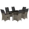 vidaXL 7-delige Tuinset met kussens poly rattan grijs