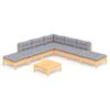 vidaXL 8-delige Loungeset met grijze kussens grenenhout