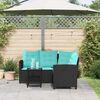 vidaXL Tuinbank met kussen 2 pcs Zwart en Turquoise Poly riet