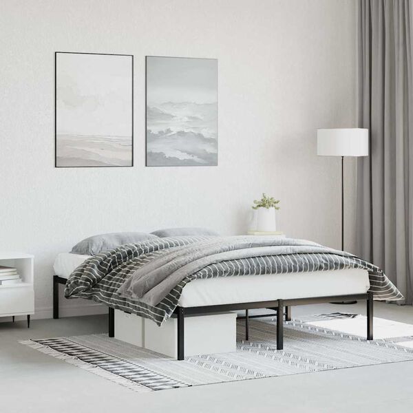 vidaXL Bedframe metaal zwart 135x190 cm