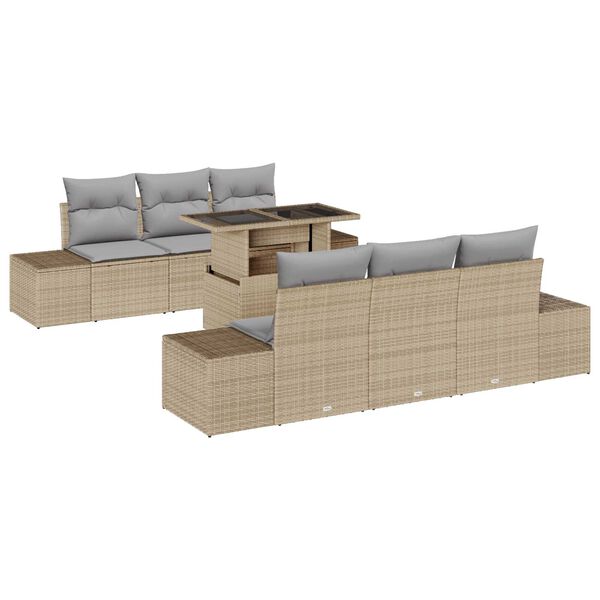 vidaXL Tuin Sofa Set met kussen 7 pcs Beige en Licht Grijs