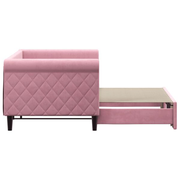 vidaXL Slaapbank met onderschuifbed 80x200 cm fluweel roze