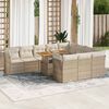vidaXL 11-delige Tuinset met kussens poly rattan beige
