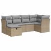 vidaXL 6-delige Loungeset met kussens poly rattan beige