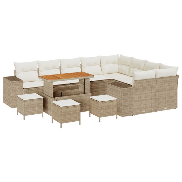 vidaXL Tuin Sofa Set met kussen 13 pcs Beige poly rattan