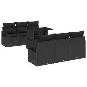 vidaXL Tuin Sofa Set met kussen met opslag 7 pcs Zwart Poly riet