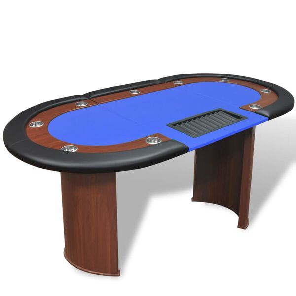 vidaXL Pokertafel voor 10 personen met dealervak en fichebak blauw