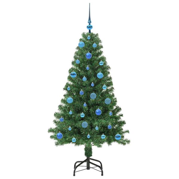 vidaXL Kunstkerstboom Groen 150 cm PVC en Staal en Kunststof