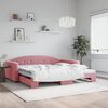 vidaXL Slaapbank met onderschuifbed 100x200 cm fluweel roze