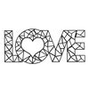 Homemania Wanddecoratie Words Love 50x25 cm staal zwart