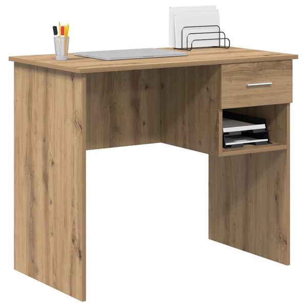 vidaXL Bureau artisanaal eikenkleurig 90 x 49.5 x 75 cm Bewerkt hout