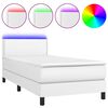vidaXL Boxspring met matras en LED kunstleer wit 100x200 cm