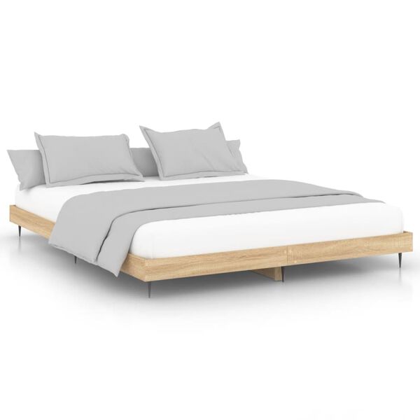 vidaXL Bedframe zonder matras 200x200cm spaanplaat sonoma eikenkleurig