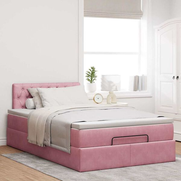 vidaXL Ottoman bed met matras 120x200cm fluweel roze